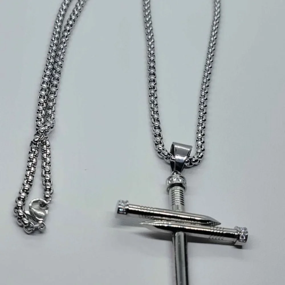 Brand New Stainless Steel Nail Cross with chain - Picture 2 of 6